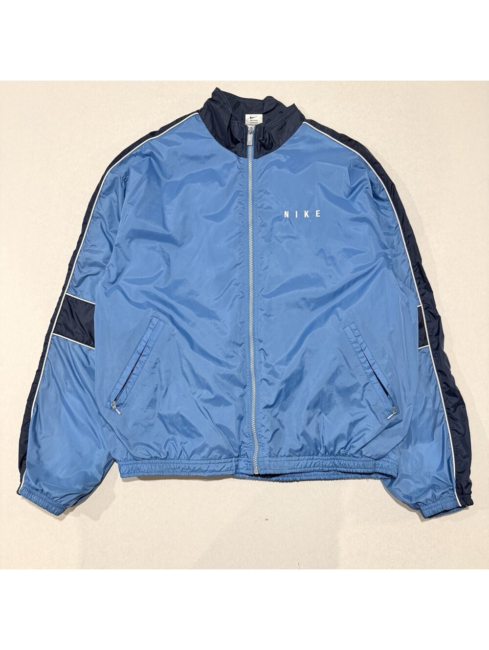 Nike Athletic Track Jacket Size L Cinch Waist Mesh Lined Zip Warm Up Men’s